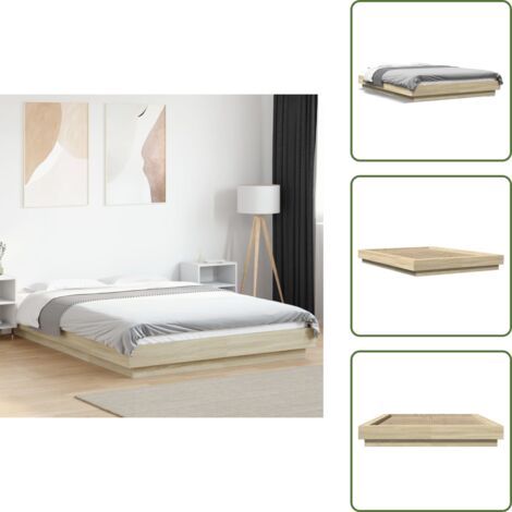 Letto con doghe - vidaXL Giroletto Rovere Sonoma 120x190 cm in Legno Multistrato - Letto moderno