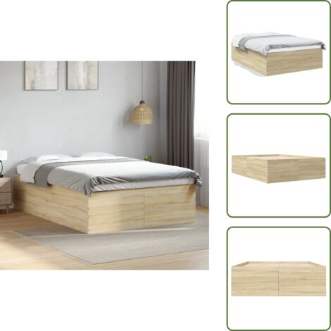 Letto con doghe - vidaXL Giroletto Rovere Sonoma 120x200 cm in Legno Multistrato - Letto moderno