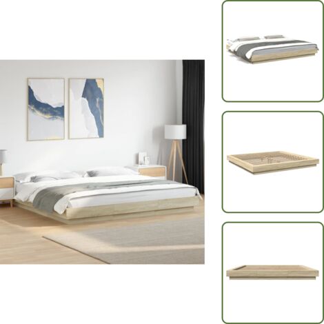 Letto con doghe - vidaXL Giroletto Rovere Sonoma 200x200 cm in Legno Multistrato - Letto moderno