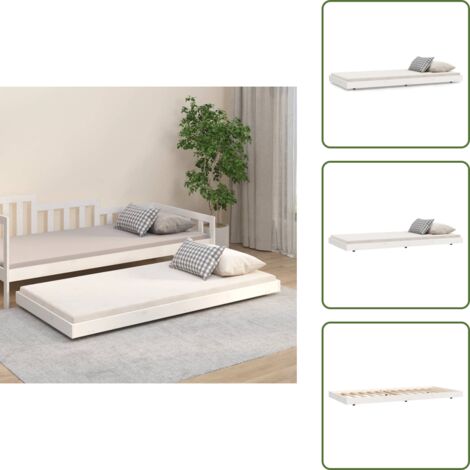 Letto con doghe - vidaXL Giroletto senza Materasso Bianco 75x190 Legno Massello di Pino - Letto in compensato