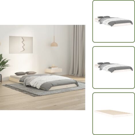 Letto con doghe - vidaXL Giroletto senza Materasso Bianco 90x200 cm Legno Massello Pino - Letto con telaio in legno