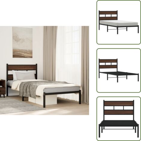 Letto con doghe - vidaXL Giroletto senza Materasso con Testiera Rovere Marrone 100x200cm - Letto con supporto schiena