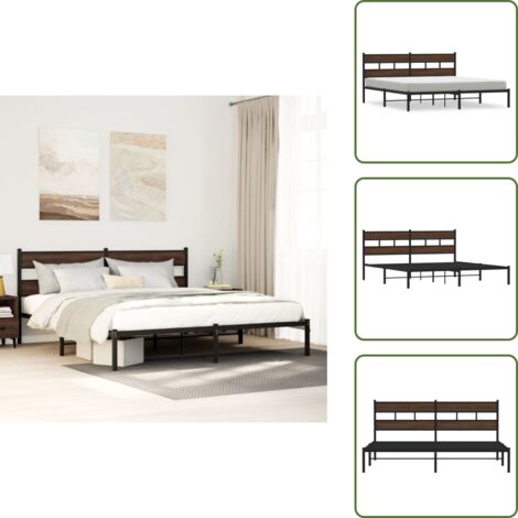Letto con doghe - vidaXL Giroletto senza Materasso con Testiera Rovere Marrone 183x213cm - Letto con spazio sottostante