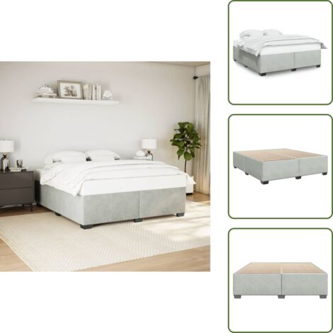 Letto con doghe - vidaXL Giroletto senza Materasso Grigio Chiaro 200x200 cm Velluto - Letto con piedi in legno