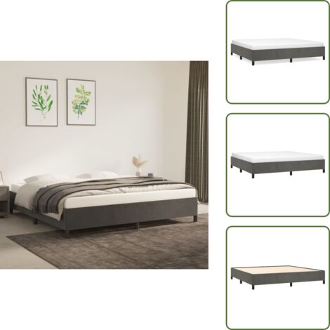 Letto con doghe - vidaXL Giroletto senza Materasso Grigio Scuro 200x200 cm Velluto - Letto in compensato