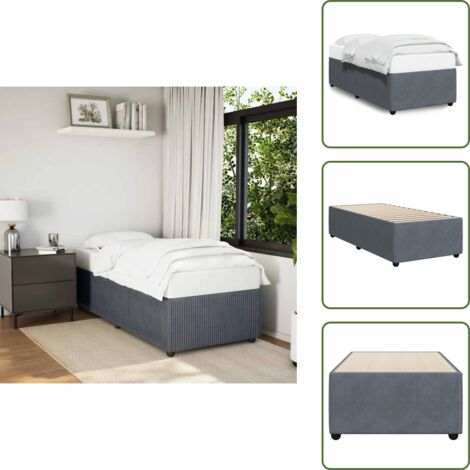 Letto con doghe - vidaXL Giroletto senza Materasso Grigio Scuro 90x200 cm Velluto - Letto con piedi
