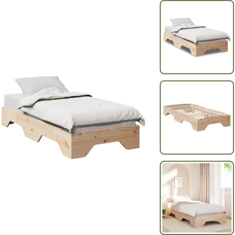 Letto con doghe - vidaXL Giroletto senza Materasso Impilabile 75x190 cm Legno Massello - Letto per appartamento