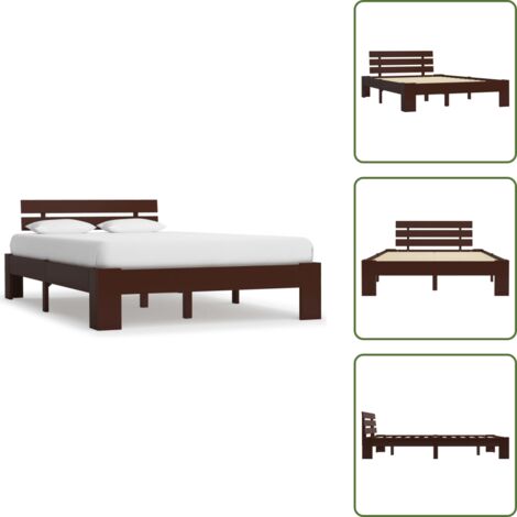 Letto con doghe - vidaXL Giroletto senza Materasso Marrone Scuro 140x200 cm Legno Pino - Letto con telaio