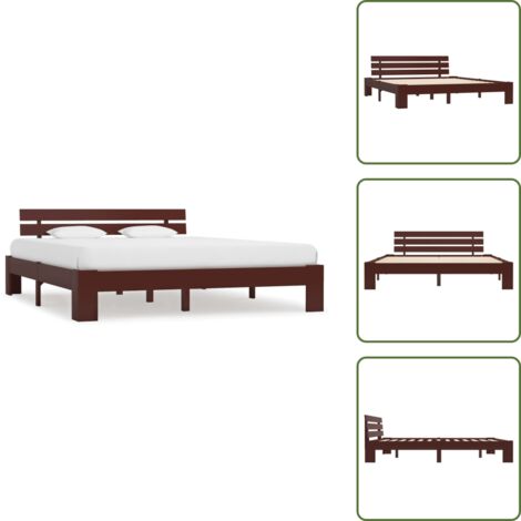 Letto con doghe - vidaXL Giroletto senza Materasso Marrone Scuro 160x200 cm Legno Pino - Letto con telaio