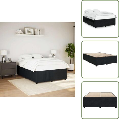 Letto con doghe - vidaXL Giroletto senza Materasso Nero 140x200 cm in Velluto - Letto con piedi in legno