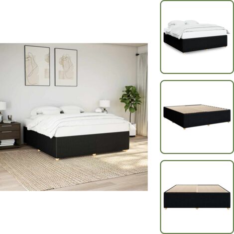 Letto con doghe - vidaXL Giroletto senza Materasso Nero 180x200 cm in Tessuto - Letto con piedi in legno
