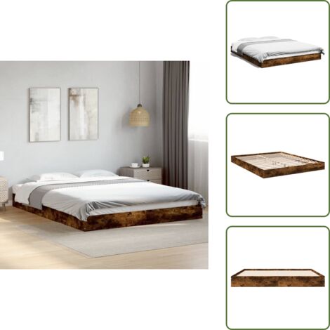 Letto con doghe - vidaXL Giroletto senza Materasso Rovere Fumo 160x200 cm in Truciolato - Letto in compensato