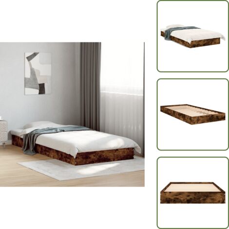 Letto con doghe - vidaXL Giroletto senza Materasso Rovere Fumo 75x190 cm in Truciolato - Letto in compensato