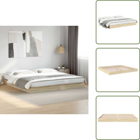 Letto con doghe - vidaXL Giroletto senza Materasso Rovere Sonoma 180x200cm in Truciolato - Letto in truciolato