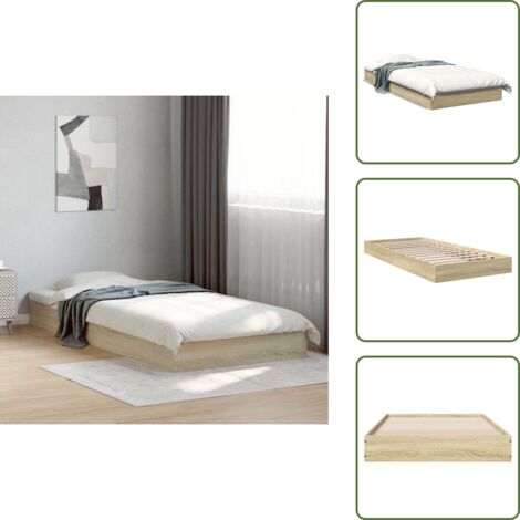 Letto con doghe - vidaXL Giroletto senza Materasso Rovere Sonoma 75x190 cm in Truciolato - Letto in compensato