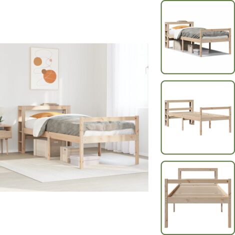 Letto con doghe - vidaXL Letto per Anziani con Testiera 75x190 cm Legno Massello di Pino - Letto con ripiani