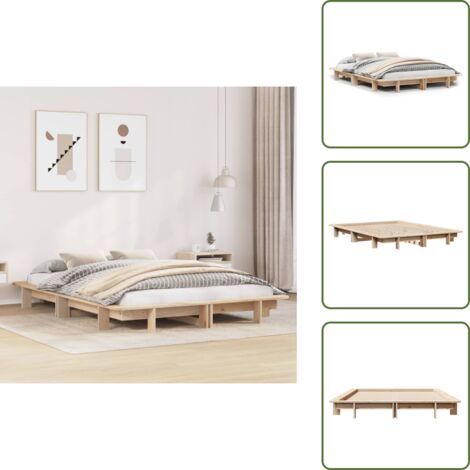 Letto con doghe - vidaXL Letto senza Materasso 120x200 cm in Legno Massello di Pino - Letto moderno