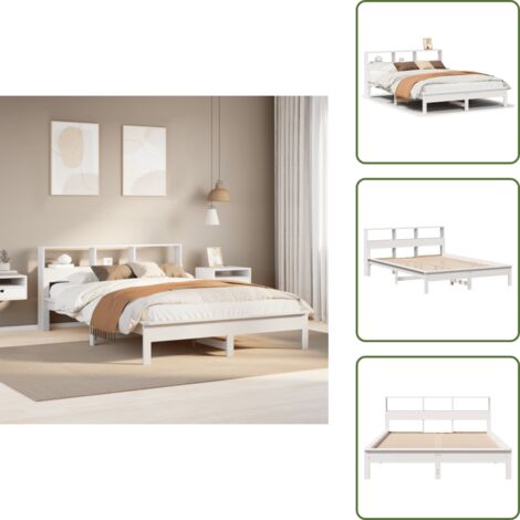 Letto con doghe - vidaXL Letto senza Materasso Bianco 135x190 cm Legno Massello di Pino - Letto in pino