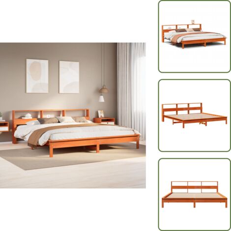 Letto con doghe - vidaXL Letto senza Materasso Marrone Cera 200x200 cm in Legno di Pino - Letto in pino