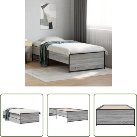 Letto con gambe in metallo -  Giroletto senza Materasso Rovere Sonoma 90x190 cm