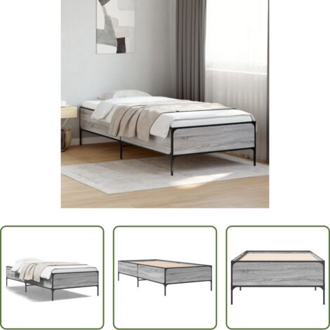 Letto con gambe in metallo -  Giroletto senza Materasso Rovere Sonoma 90x190 cm