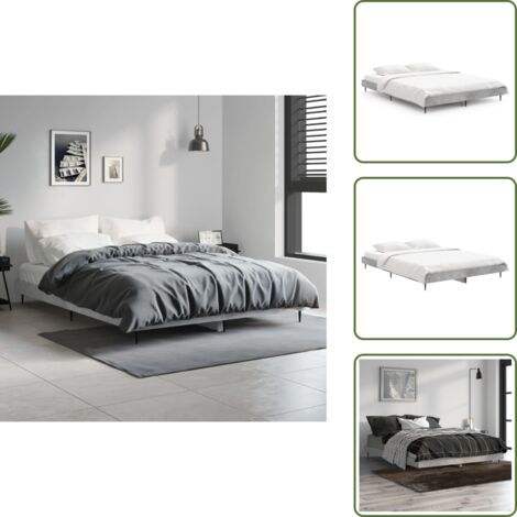 Letto con gambe in metallo - vidaXL Giroletto Grigio Cemento 140x190 cm in Legno Multistrato - Letto con doghe in compensato