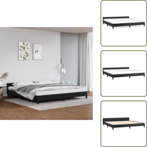 Letto con gambe - vidaXL Giroletto con Testiera senza Materasso Nero 200x200 cm - Letto in compensato