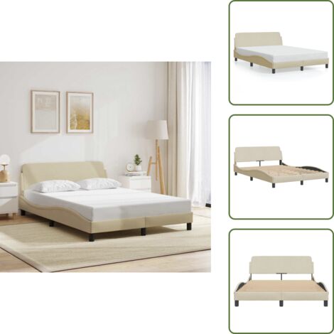 Letto con gambe - vidaXL Giroletto Dover Crema 120x200 cm Tessuto - Letto in tessuto