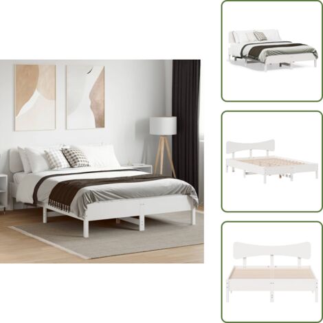 Letto con gambe - vidaXL Giroletto senza Materasso Bianco 150x200 cm Legno Massello Pino - Letto con materasso