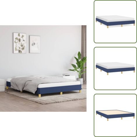 Letto con gambe - vidaXL Giroletto senza Materasso Blu 160x200 cm in Tessuto - Letto in compensato