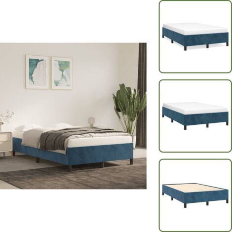 Letto con gambe - vidaXL Giroletto senza Materasso Blu Scuro 120x200 cm in Velluto - Letto in compensato