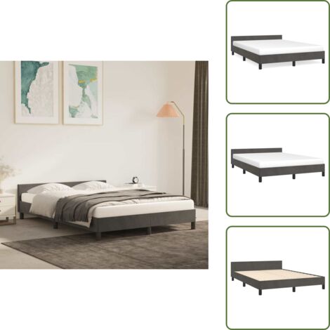 Letto con gambe - vidaXL Giroletto senza Materasso Grigio Scuro 140x200 cm Velluto - Letto con doghe in compensato