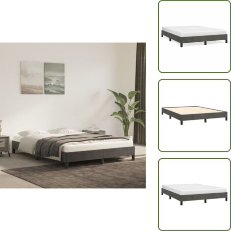 Letto con gambe - vidaXL Giroletto senza Materasso Grigio Scuro 140x200 cm Velluto - Letto in compensato