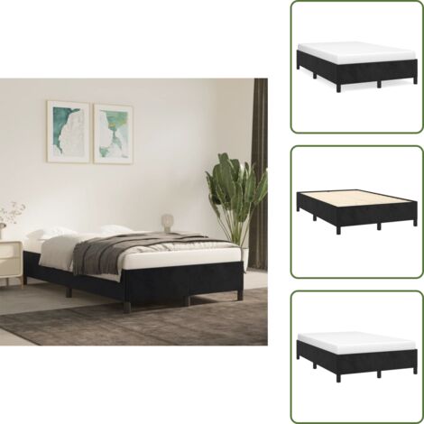 Letto con gambe - vidaXL Giroletto senza Materasso Nero 120x190 cm Velluto - Letto in compensato