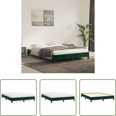 Letto con giroletto -  Giroletto senza Materasso Verde Scuro 140x190 cm in Velluto
