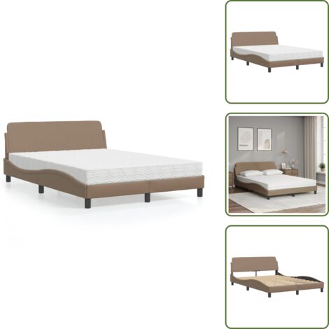 Letto con giroletto - vidaXL Letto con Materasso Dover Cappuccino 140x200cm Similpelle - Letto con testata
