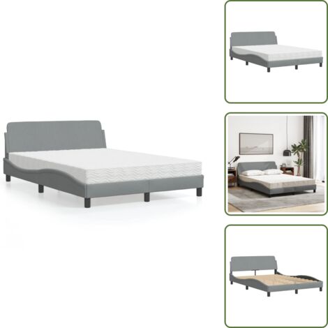 Letto con giroletto - vidaXL Letto con Materasso Dover Grigio Chiaro 120x200cm Tessuto - Materasso in tessuto