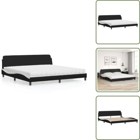 Letto con giroletto - vidaXL Letto con Materasso Dover Nero e Bianco 200x200cm in Similpelle - Letto con testata
