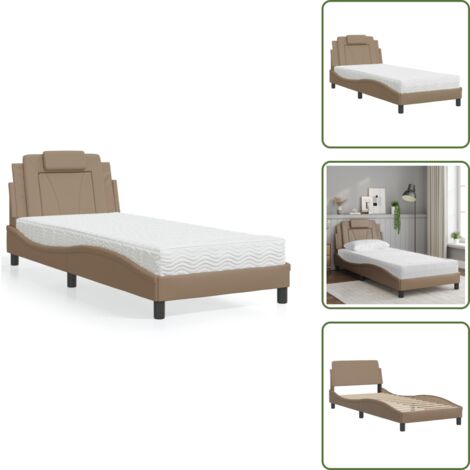 Letto con giroletto - vidaXL Letto Viana con Materasso Cappuccino 80x200 cm Similpelle - Letto con cuscino testiera