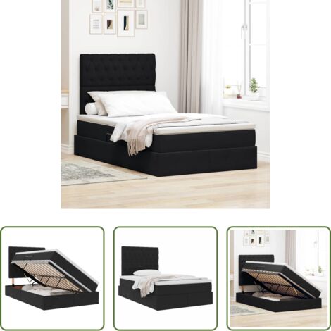 Letto con LED -  Letto con contenitore e materasso Nero 120 x 200 cm Velluto