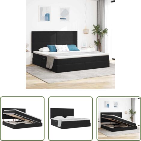 Letto con LED -  Letto con contenitore e materasso Nero 200 x 200 cm Velluto