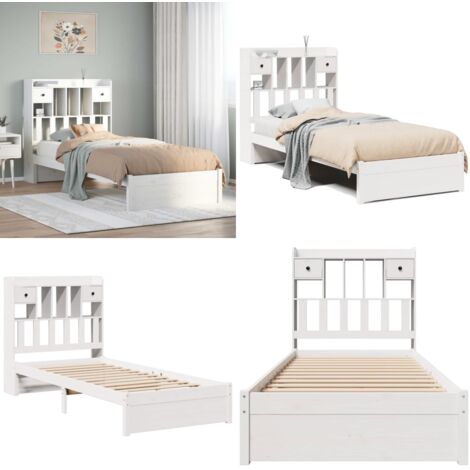 Letto con Libreria senza Materasso 75x190 cm in Legno Pino - Letto con testiera - Letto in legno
