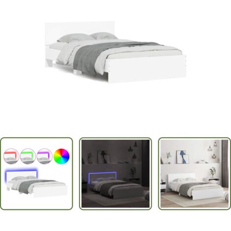 Letto con luci LED -  Giroletto con Testiera e LED Bianco 120x200 cm