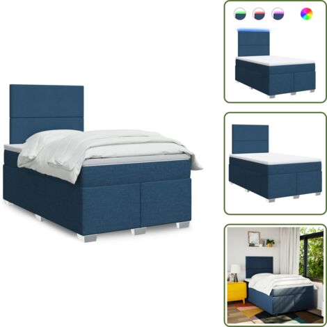 Letto con luci LED - vidaXL Giroletto a Molle con Materasso Blu 120x200 cm in Tessuto - Materasso morbido