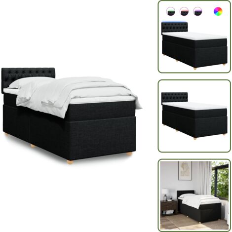 Letto con luci LED - vidaXL Giroletto a Molle con Materasso Nero 90x190 cm in Tessuto - Materasso morbido