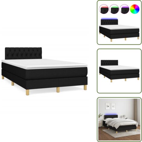 Letto con luci LED - vidaXL Letto a Molle con Materasso e LED Nero 120x190 cm in Tessuto - Materasso con molle insacchettate