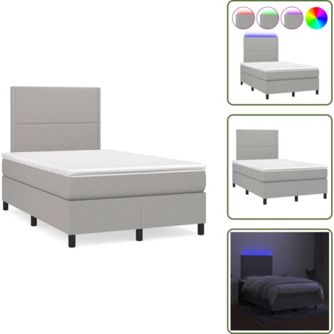 Letto con luci LED - vidaXL Letto a Molle Materasso e LED Grigio Chiaro 120x190 cm Tessuto - Materasso con molle insacchettate
