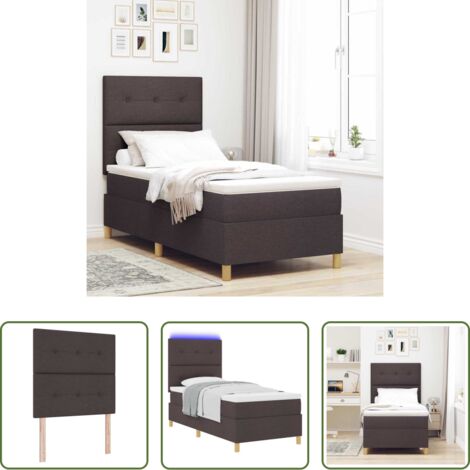 Letto con luci RGB - Letto a Sorgente LED Marrone Scuro 80 x 200 cm Tessuto
