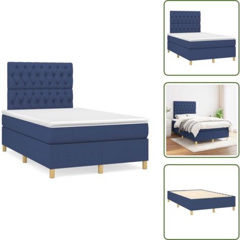 Letto con materasso a molle insacchettate - vidaXL Giroletto a Molle con Materasso Blu 120x190 cm in Tessuto - Letto con supporto medio-duro