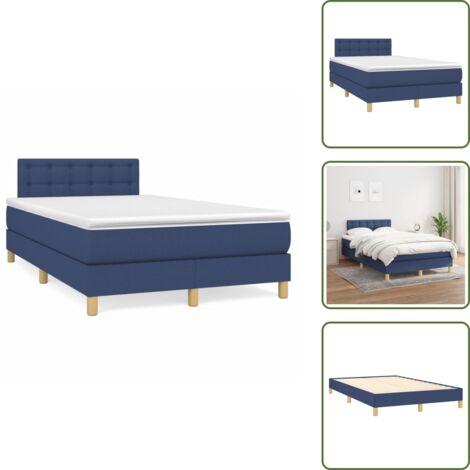 Letto con materasso a molle insacchettate - vidaXL Giroletto a Molle con Materasso Blu 120x190 cm in Tessuto - Letto con supporto medio-duro